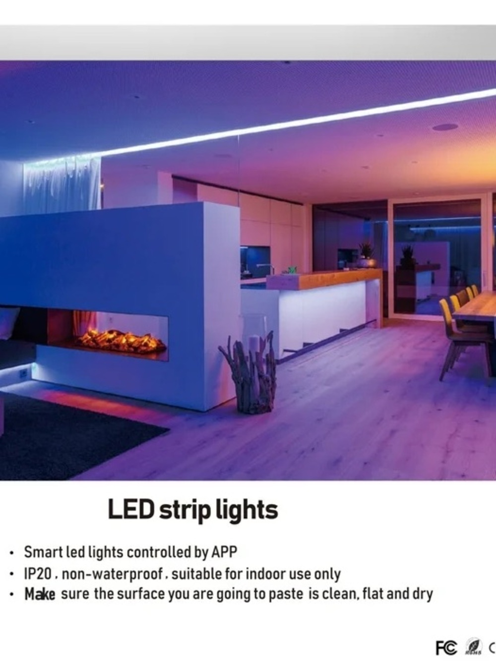 DayBetter Smart LED Strip Lights - Color Changing Purple/Blue/Pink 32.8 ft. NEW!